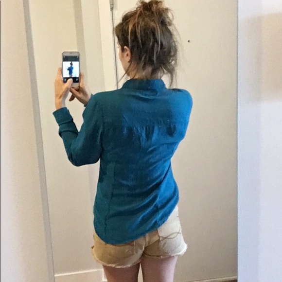 INC aqua/turquoise chiffon blouse Small - Picture 2 of 5